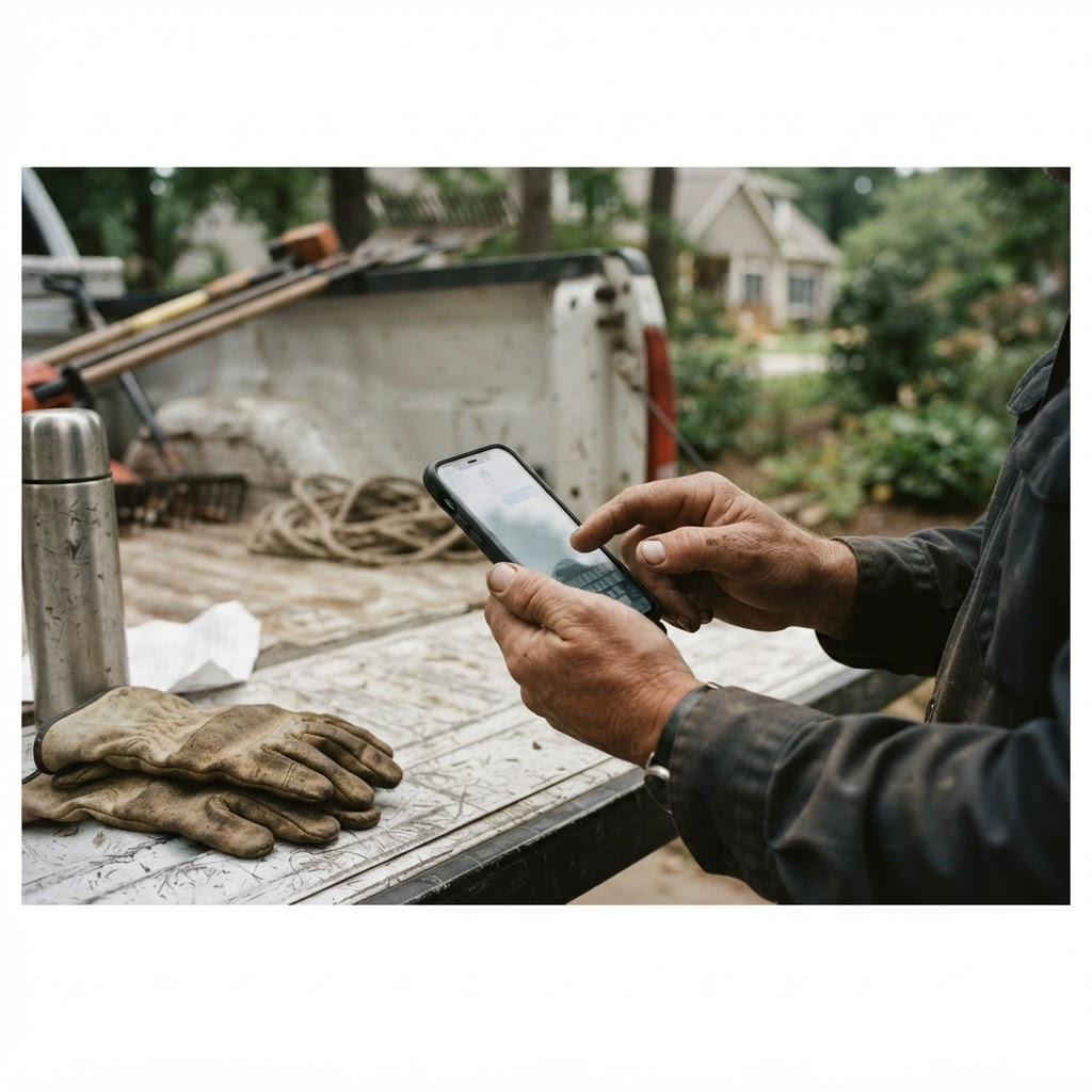A service business owner adding a personal note to an otherwise automated follow-up sequence