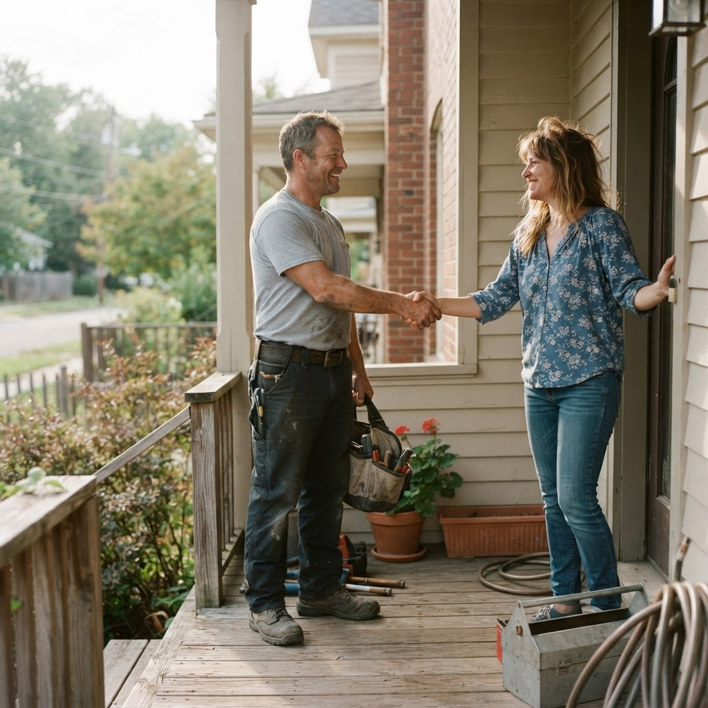 A service business maintaining relationships with past customers to generate repeat work and referrals